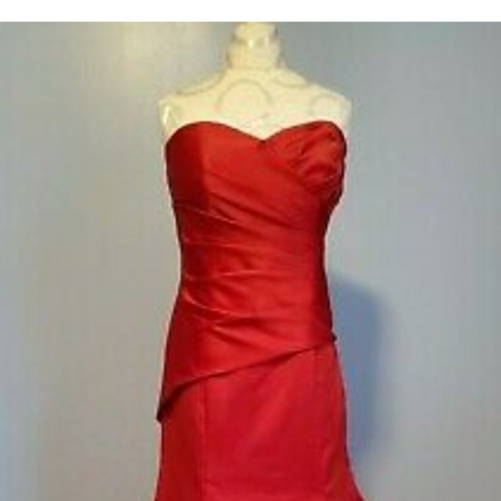 Alfred Angelo 6485 Ruby Red Taffeta Formal Dress